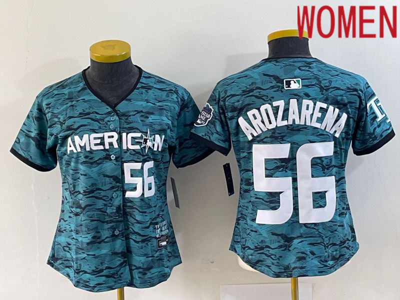 Women Tampa Bay Rays #56 Arozarena American League Nike Green 2023 MLB All Star Jersey